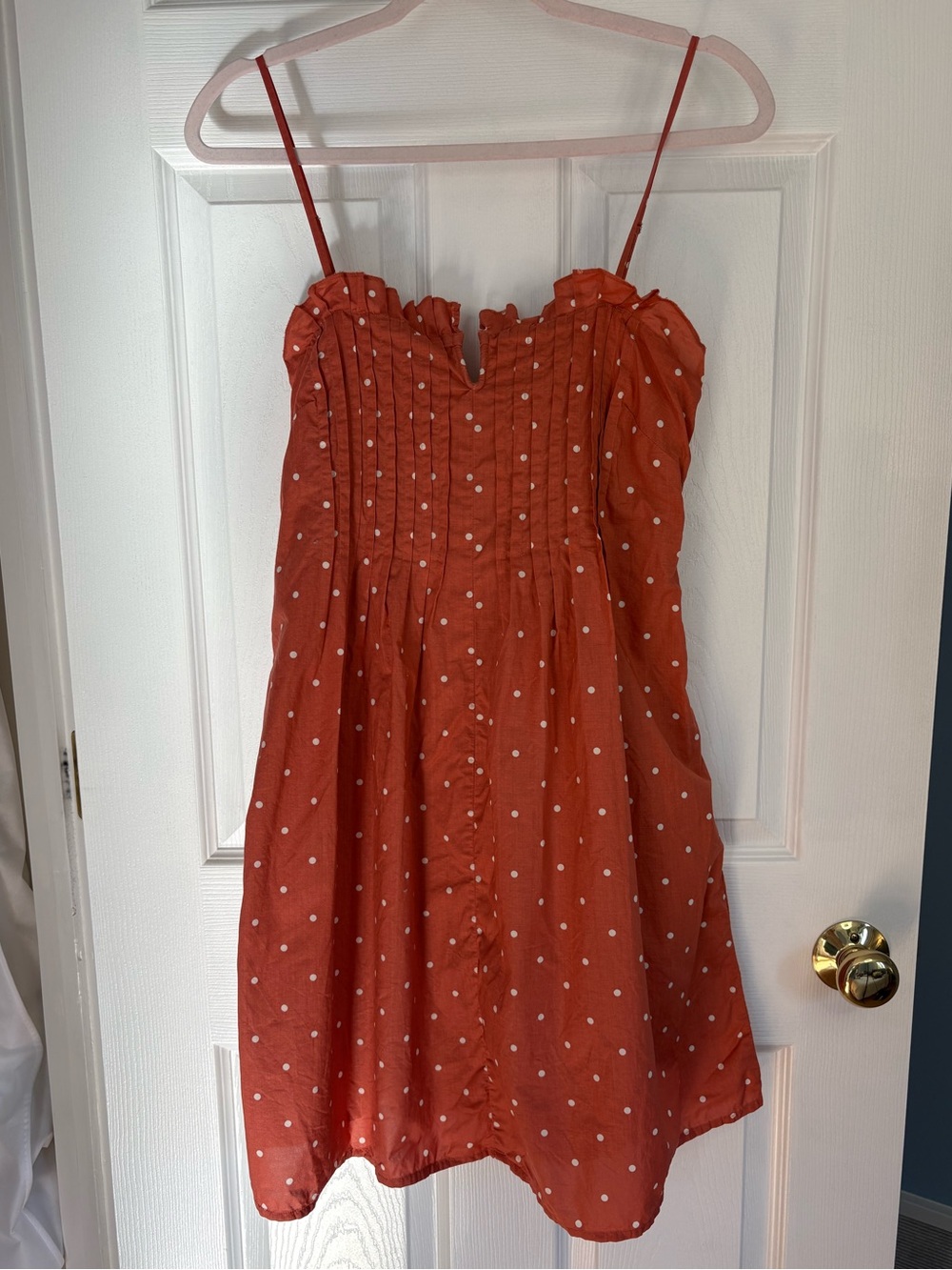 Madewell Rust Orange Polka Dot Sundress 100% Cotton